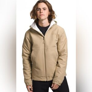 The North Face Men's Beige Hooded Jacket (Fleeced)